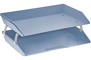 Acrimet Vassoio Facility Portalettere a 2 Ripiani/Organizzatore di Documenti per Scrivania, Laterale A4, Plastica (Colore Blu)