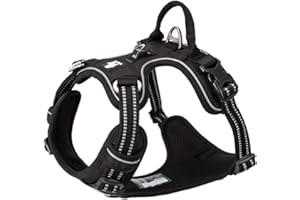 TRUE LOVE Harnais Pour Chien No Pull Nylon Souple Réfléchissant Réglable Pour Petit Grand Animal Domestique TLH56512(L, Noir)