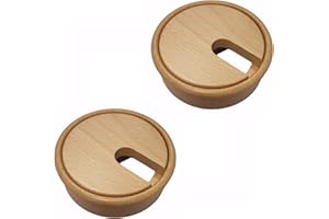 Gedotec Passacavi in legno d'acero laccato | Liscio | 2 passacavi rotondi | presa per cavi con foro Ø 80 mm | canalina per cavi da incollare nel piano di lavoro | canalina per scrivania - passacavi