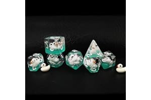 BESCON DICE Bescon Swimming WhiteDuck RPG Dice Set of 7, Novelty White Duck Polyhedral Game Dice Set