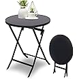 Beauenty Modern Dining Table, Round Coffee Table, Metal Frame End Tables, Foldable Round Side Table, 23.5" Glass Dining Table for Home Living Room, Kitchen, Office, Coffee Shop (Style 1)