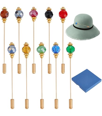 Set Di 8 Spille Vintage In Ottone Per Cappello E Risvolto – Fiori Di Corallo – Accessori Moda Per Sciarpe, Cravatte E Hijab – Lunghezza 12,8-15,2 Cm