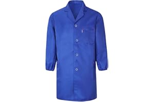 Yukirtiq Bata de Laboratorio para Hombre Mujer Chaqueta de Trabajo Uniformes Bata Sanitarios Ropa de Trabajo Bata Laboratorio Médica de Ciencia Enfermera