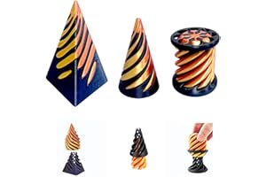SANSGOUP Impossible Cone (3PCS), 3D Printed Spiral Cone Fidget Toy, Impossible Pyramid Passthrough Sculpture, Mini Stress Relief Desktop Decorations Toy For Kids Adult Gift - Gold