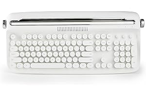 ‎YUNZII YUNZII ACTTO B503 Kabellose Schreibmaschinen-Tastatur, Retro Bluetooth Tastatur mit integriertem Ständer für Multi-Device (B503, Schneeweiß)