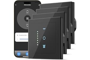 CURRYSMARTER - Interruptor de persiana wifi, 6.ª generación, con led controlable, temporizador inteligente, requiere conductor neutro, control de persianas compatible con Echo Alexa/Google, 4 unidades