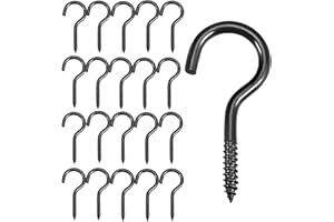 qingmeng Schraubhaken Schwarz, 20 Stück Haken zum Schrauben Kohlenstoffstahl, 40mm Deckenhaken, Hakenschrauben, Schraubhaken Groß für Hängematten, Hängesessel, Feste Kabel, Markisen, Haken Decke