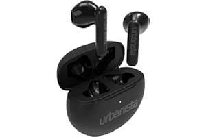 Urbanista Austin True bezprzewodowe słuchawki douszne, Bluetooth 5.3 douszne słuchawki IPX4 z dwoma mikrofonami, 20 godzin odtwarzania, bezprzewodowe słuchawki douszne ze sterowaniem dotykowym, etui do ładowania TWS USB C, czarne Midnight Black