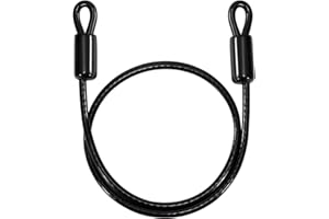 GUNGY Cable de Acero para Bicicleta Candado Bicicleta 1M Largo 8mm Espesor Cable Doble Bucle de Seguridad para Cadena Bicicleta Antirrobo Negro