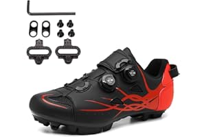 PENXZT Chaussures de Cyclisme VTT Hommes Femmes, Chaussures D'équitation sur Montagne Compatible avec des Crampons SPD et des Chaussures de Cycle Respirant à pédale de Verrouillage