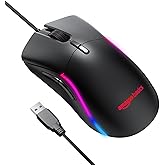 amazon basics Mini Ultralight Wired Gaming Mouse - 8500 DPI Optical Sensor with 6 Programmable Buttons
