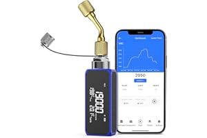 Xetron Vacuometro Digitale Bluetooth con Raccordi in Metallo, Manometro del Vuoto Per Refrigerazione HVAC AC, Vacuometro 1~19000 Micron, 1/4" SAE, VGW-10X