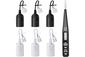 REAQUE Casquillo de lámpara E27 con cable, casquillos de renovación E27, casquillo E27, casquillo de bombilla/construcción/renovación, con probador de voltaje VDE, máximo 60 W