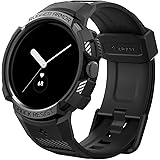Spigen Rugged Armor Pro Armband mit Hülle Kompatibel mit Google Pixel Watch (2022) (Nicht kompatibel mit Pixel Watch 2) - Sch