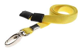 ALG ID Cards® Breakaway Lanyard Plain Colour with Safety Breakaway | Yellow Neck Lanyard with Metal Clip | Lanyard for Pass Card Badge Holders (Yellow Lanyard)