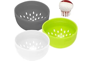 BAKIAULI 3 Pieces Small Colander, Silicone Sieve Filter Cover, Food Strainers Kitchen Tools & Gadgets