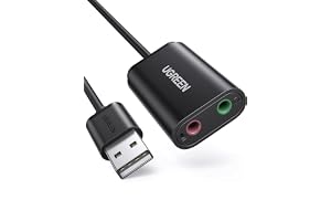 UGREEN extern USB-ljudkortadapter med jackuttag (svart) | USB-ljudkort med jackadapter; för dator, PS5, PS4, USB-ljudstereoadapter, externt ljudkort
