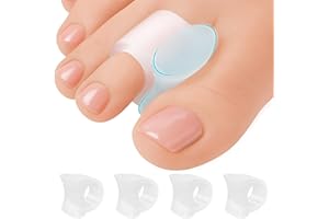 5 STARS UNITED Big Toe Spacers for Men & Women – 4 Gel Separators for Overlapping & Curled Toes, Bunions, Alignment - Diabetic Foot Care, Silicone Spreader, Corrector & Straightener, Clear