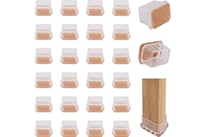 COEWUR 24 Pezzi Gommini per Sedie Rettangolari con Feltro Piedini Trasparenti Cancellazione del Rumore Feltrini per Sedie (Applicabile Lunghezza 33-40mm, Larghezza 24-30mm)