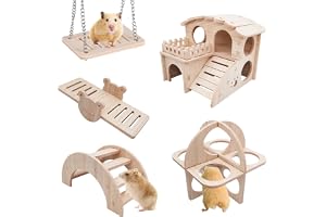 PHIEZC 5-pack hamsterbur av trä, hamsterleksaker, marsvinsleksaker, hamstergömställen, träningsleksaker för hamstrar, dvärgha