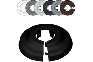 FUX 2 Pieces Radiator Pipe Covers for Pipe diameters 12mm-35mm; Heating Floor Pipe Collars Rings White, Black, Grey, Brown (15mm, Jet Black 9005)