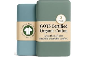 Bunnyjik Spannbettlaken 70x140 Baby – 2er Set GOTS Zertifiziert Bio-Baumwolle – Luftig & Kühlend – 190GSM Bio-Baumwolle, Bettlaken Kinderbett 70x140 Babybett Spannbettlaken – Interlock aus gekämmter