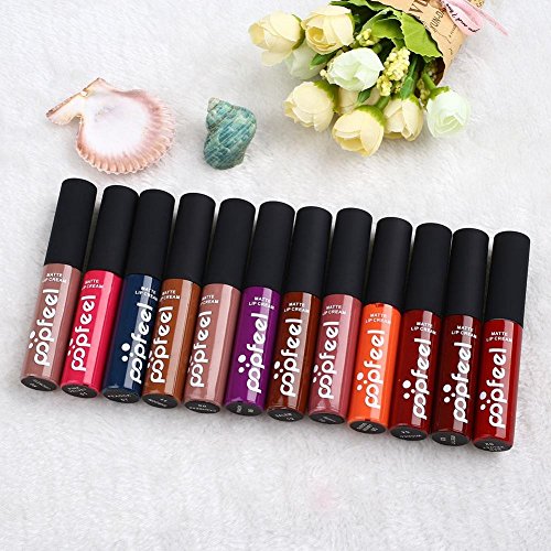 DE’LANCI Lippenstift Gloss Set 12x Matt Lippenstift, Wasserdichtes,Mit Aufbewahrungstasche, #01- #12 - 6