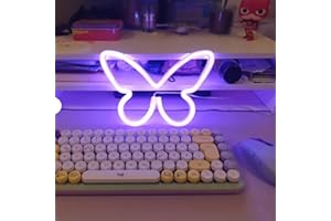HFHUNGKEONG Butterfly Neon Signs Raumdekoration für Wand, Büro, Wohnheim, Hochzeit, Geburtstag, Party Neon-Schmetterlings-LED-Schilder, Schmetterlings dekorationen für Teenager-Mädchen, (lila)