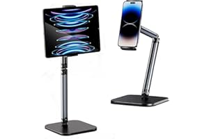 Kaishuai Supporti per Tablet PC,Supporto tablet,Supporto Pieghevole per Tablet in Alluminio per iPad,telefoni o altri dispositivi Staffa Regolabile in Doppia Altezza e Angolazione