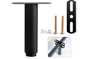 KRIZJUES Bed Adjustable Legs, Metal Furniture Support Legs Foot Retractable Heavy Duty Bed Center Frame Slat Support Leg,Suitable for Cabinet Sofa Bed Frame Replacement Parts 1 Pcs（7inch -13inch） (Black)