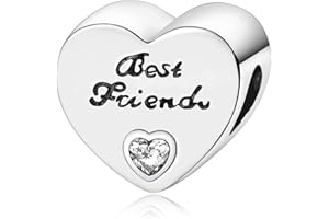 Annmors Charms Heart Abalorios Colgante de Cuentas Plata de Ley S925 Compatible Europeo Pulsera Collar,Charms Festival Cumpleaños Para Mujer Niña