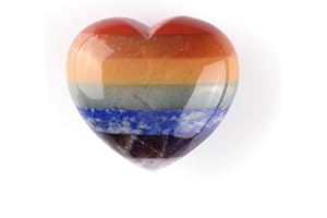 JSDDE Pierre 7 Chakras Forme de Cœur Brute Stéréoscopique Quartz Cristal Chakra Lot de Pierre Précieuse Poli Guérison Yoga Décoration Chakra