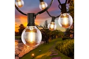QXMCOV Lichterkette Außen, 6.8M LED Lichterkette Außen mit 16+2 G40 Lichterkette Glühbirnen, Wetterfest Outdoor Lichterkette, LED Lichterkette Außen/Innen für Garten Balkon Terrasse Party Camping