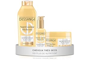 DESSANGE - Routine Cheveux Nutrition Intense Nutri-Extrême Richesse - Shampoing 280ml + Masque 280ml + Soin Sans Rinçage 110ml - Nourrit La Fibre, Les Longueurs & Pointes - Cheveux Très Secs