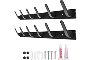 Sevenpers Coat Hooks Wall Mounted, Black Wall Coat Rack (2 Pack), Heavy Duty Coat Hooks, Wall Hanger with 6 Hooks, Clothes Hooks and Wall Hooks for Hanging Coats, Towels, Bags