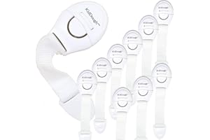 KidDough Furniture Safety Locks for Kids - Pack of 10 White Locks, Child Safety Locks for Drawers, Cabinets, Fridge, Cupboard