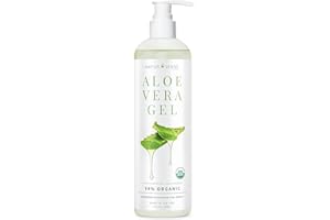 NaturSense Organic Aloe Vera Gel Bio pour Visage, Cheveux, Brûlures, Acné, Protège-rasoirs Great for Face, Hair, Sunburn, Acne, Razor Bumps, Psoriasis, Eczema - 12 oz.