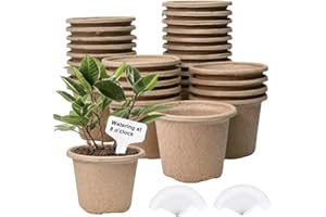 VGECEE 30PCS Pots de Culture Biodégradables Pots de Semis en Fibre Biodégradable de 11 CM avec 60 étiquettes de Plantes Godets Plantes Fibre Pot de Tourbe pour Jardin Balcon Terrasse Serre