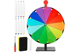 Diegimr 15 Inch Spinning Prize Wheel Kit, 12 Slots Raffle Wheel Spinner Spin the Wheel of Fortune Heavy Duty Base Roulette Wheel Tabletop Spinner for Carnival Trade Show Win Fortune Spin Games