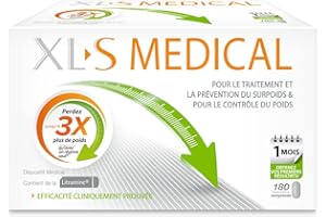 XLS MEDICAL XL-S MEDICAL – Comprimés d'Aide à la Perte de Poids, Captent les Graisses Alimentaires – 180 comprimés