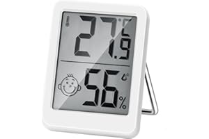 HORJOR Mini Termometro LCD Igrometro Professionale Digitale con Livello di Comfort Misuratore umidità per Ambiente per Interni Casa Ufficio Serra Cantina, Bianco