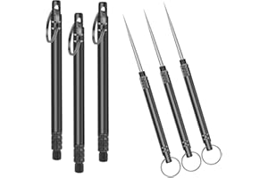 Iliensa 3 Stück tragbare Titan-Zahnstocher, Metall-Taschenzahnstocher, Edelstahl-Zahnstocher, wiederverwendbare Zahnstocher für Outdoor, Camping, Picknick, Reisen (schwarz)