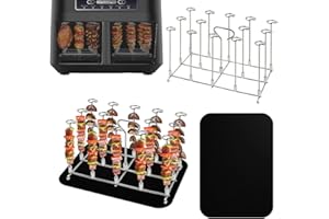 ‎SUN3DRUCKER 2x Edelstahl Heißluftfritteuse Spießen Grillrost für Ninja Foodi AF300EU AF400EU, Vertikaler Spieß Rack Set - Gestell, Dual Zone Air Fryer