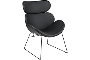 AC Design Furniture Carlee krzesło wypoczynkowe, szer. 69 x wys. : 90,5 x głęb.: 78,5 cm, czarny/czarny, wygląd skóry/metal, 1 szt.