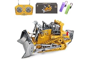 Ledovan Bulldozer giocattolo telecomandato, escavatore RC auto giocattolo con luce ed effetti sonori, escavatore in metallo, regali per ragazzi e ragazze