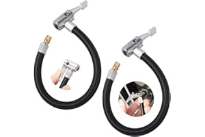 NOCHME Manguera para Bomba Aire De Inflado Portátil con Clip, 2 Paquete 24 Cm Flexible Mangueras Tubo Extensión Goma De Inflador Adaptador para Compresor Motocicleta Coche CamiÓn Ruedas Inflador
