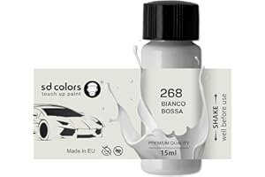 SD COLORS Bianco Bossa Nova 268, 268A, 268/A, 674, 934 - Vernice per ritocchi, 15 ML, per Riparare Graffi e scheggiature, con Pennello, (Solo Vernice)