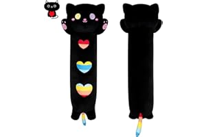 Yamepuia Long Black Cat Plush Pillow, 24" Long Cat Pillow Long Rainbow Cat Stuffed Animal Boby Pillow, Cute Black Cat Boby Pillow for Kids Girlfriend Birthday Gift