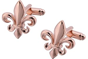COOLMETALJACKET Bouton de Manchette Fleur de Lys Doré Or Rose | Boutons de Manchette Classique et Elégant | Cadeau Chemise de Mariage pour Homme | Accessoires Hommes Design | Manches Poignet Mousquetaire Luxe France