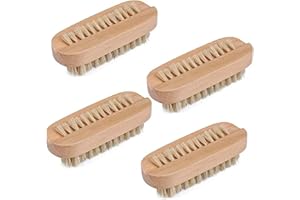 HPAMBA Spazzolino per la Pulizia Delle Unghie Spazzola per Unghie Naturale Setola Spazzola Unghia con Manico in Legno Spazzola per Pulire le Mani con le Unghie Spazzola per Unghie a Doppia Faccia 4 Pezzi